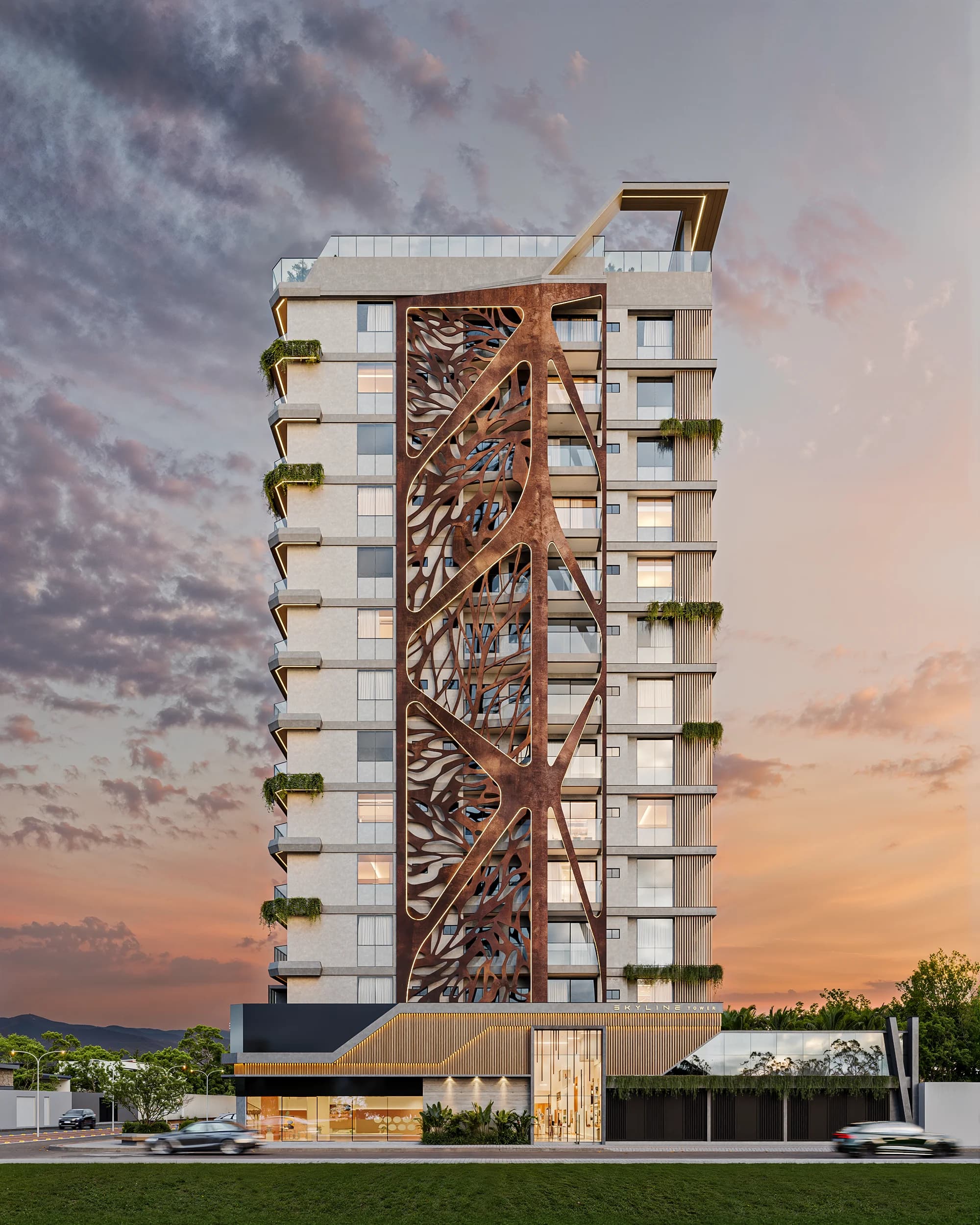 Architectural brise detail of Skyline Tower