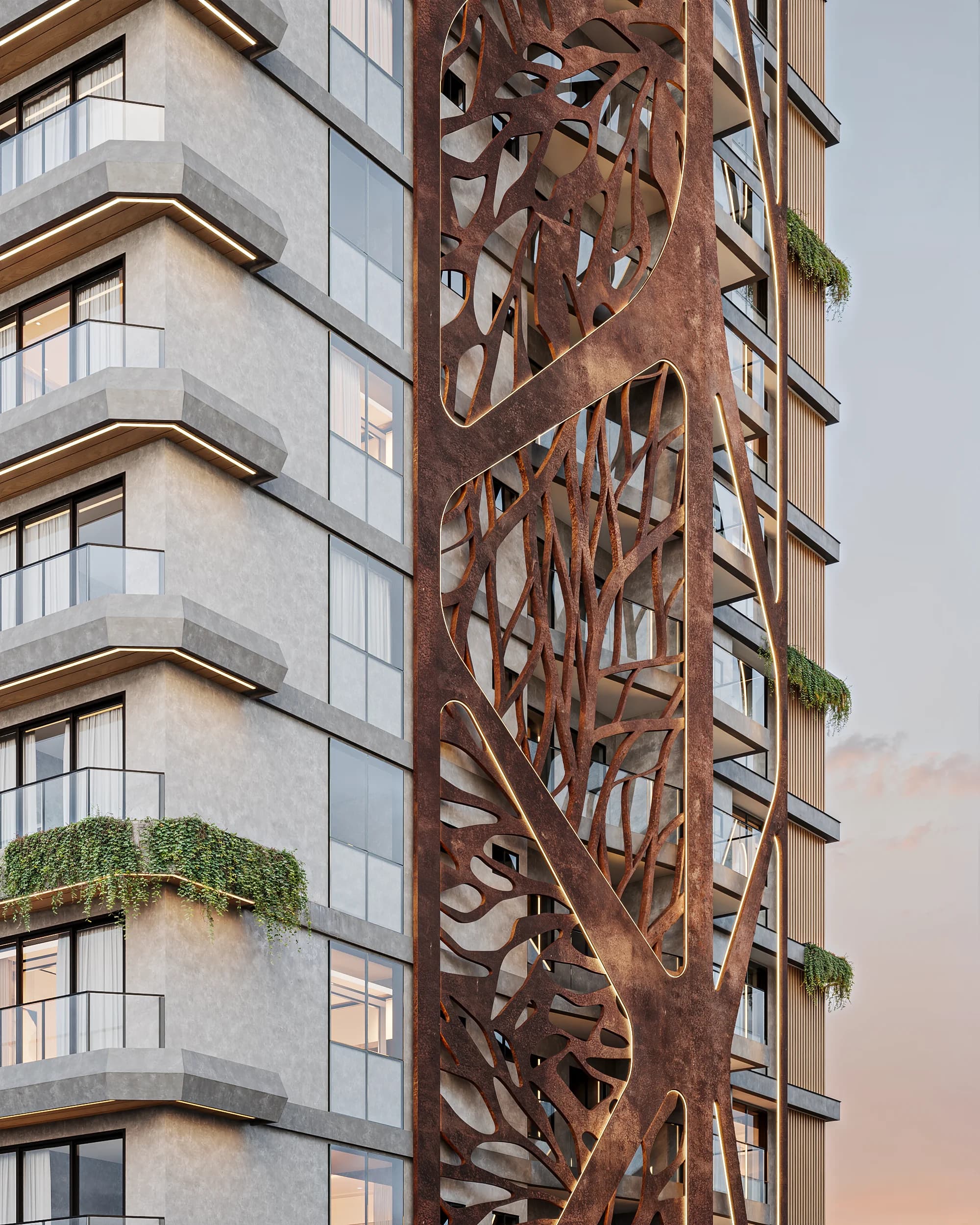 Architectural brise detail of Skyline Tower